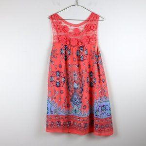 Blu Pepper Lace Yoke Junior Dress Melon/Blue Med